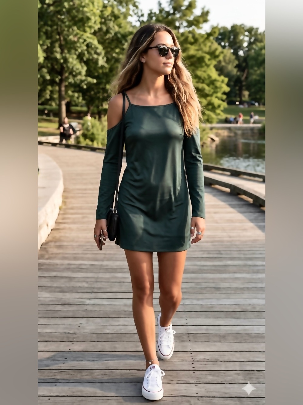 Gilbert Mini Dress Cold Shoulder Subtle Green Small-Medium
